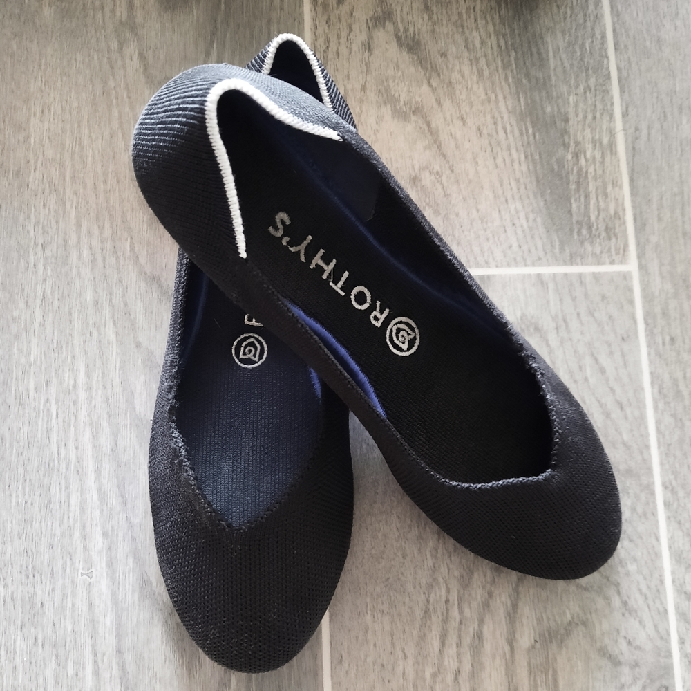 Rothy's Black and White Halo Flats 8